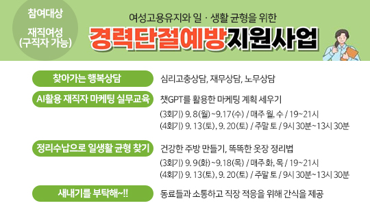 경력단절예방지원사업 재직여성